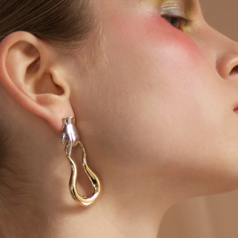 Gold and Silver Hand Earrings